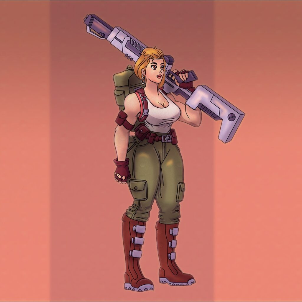 illustration of a future solider girl